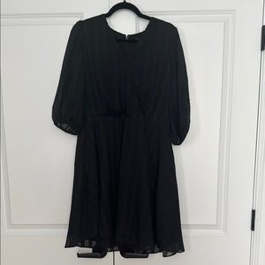 Ann Taylor Black Cocktail Dress with Bishop Sleeves